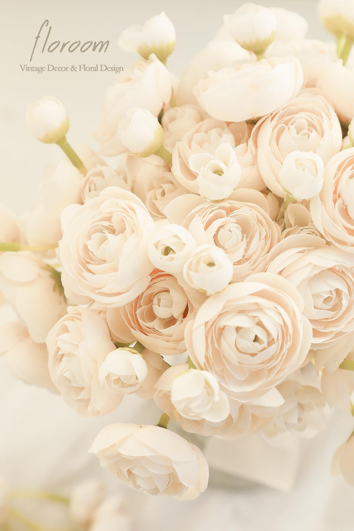 Floroom silk ranunculus stems with flexible iron-wire construction.