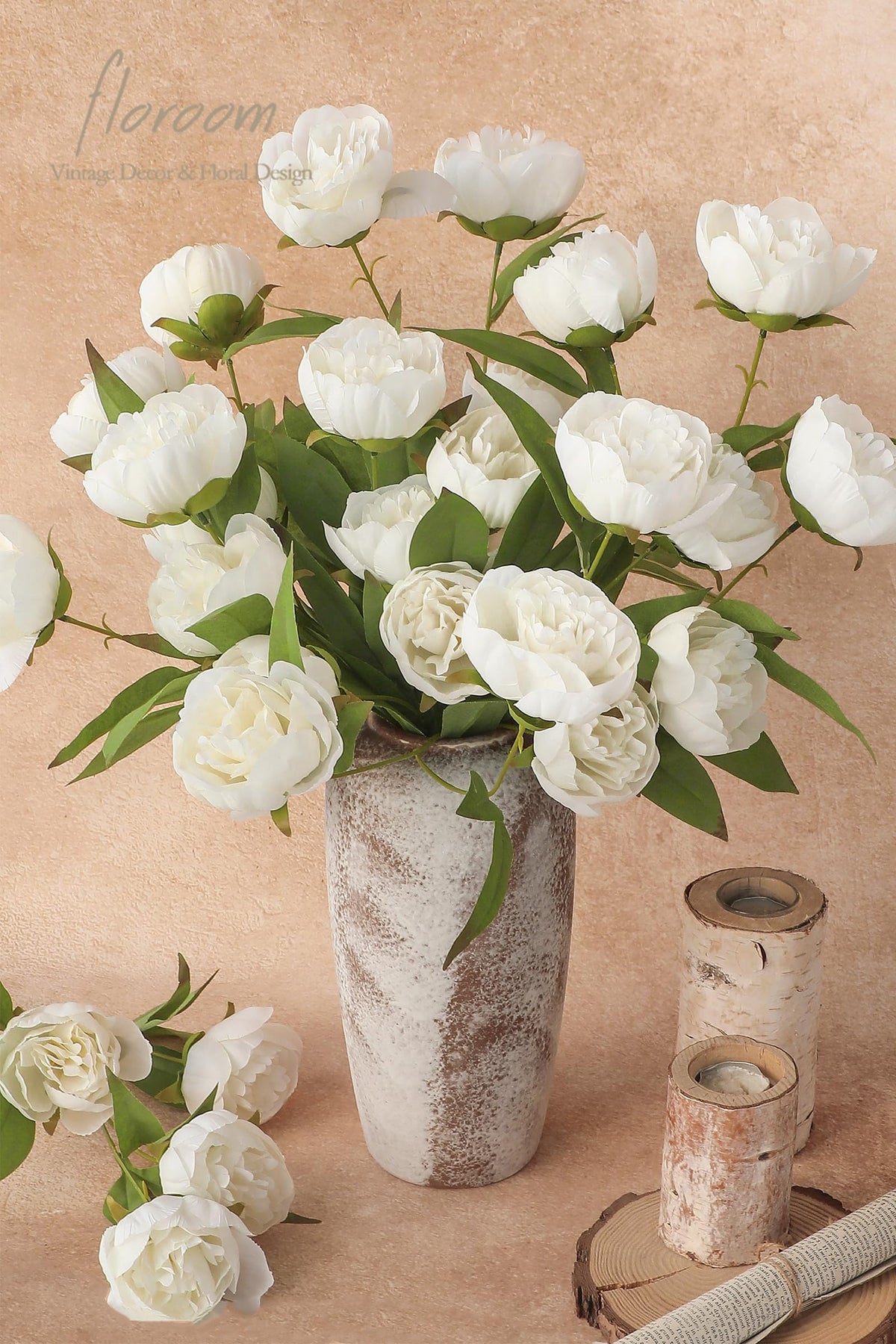 Floroom tall 27-inch peony stems for dramatic floor vases.