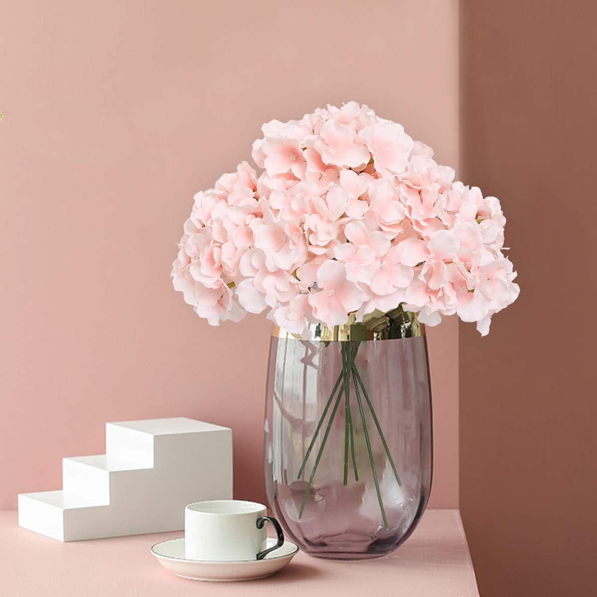FLORRALIA silk hydrangea fabric detail with natural color variation.
