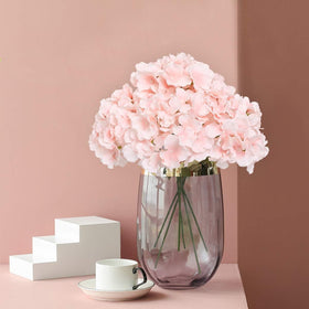 FLORRALIA silk hydrangea fabric detail with natural color variation.