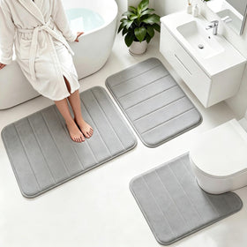 Flotstiga memory foam bath mat small 16x24 with plush surface for soft steps.