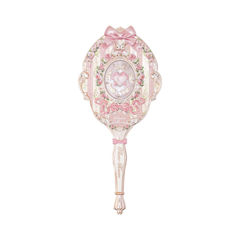 Flower Knows Bunny Garden Rosette Pink mirror—vintage charm for daily reflection.