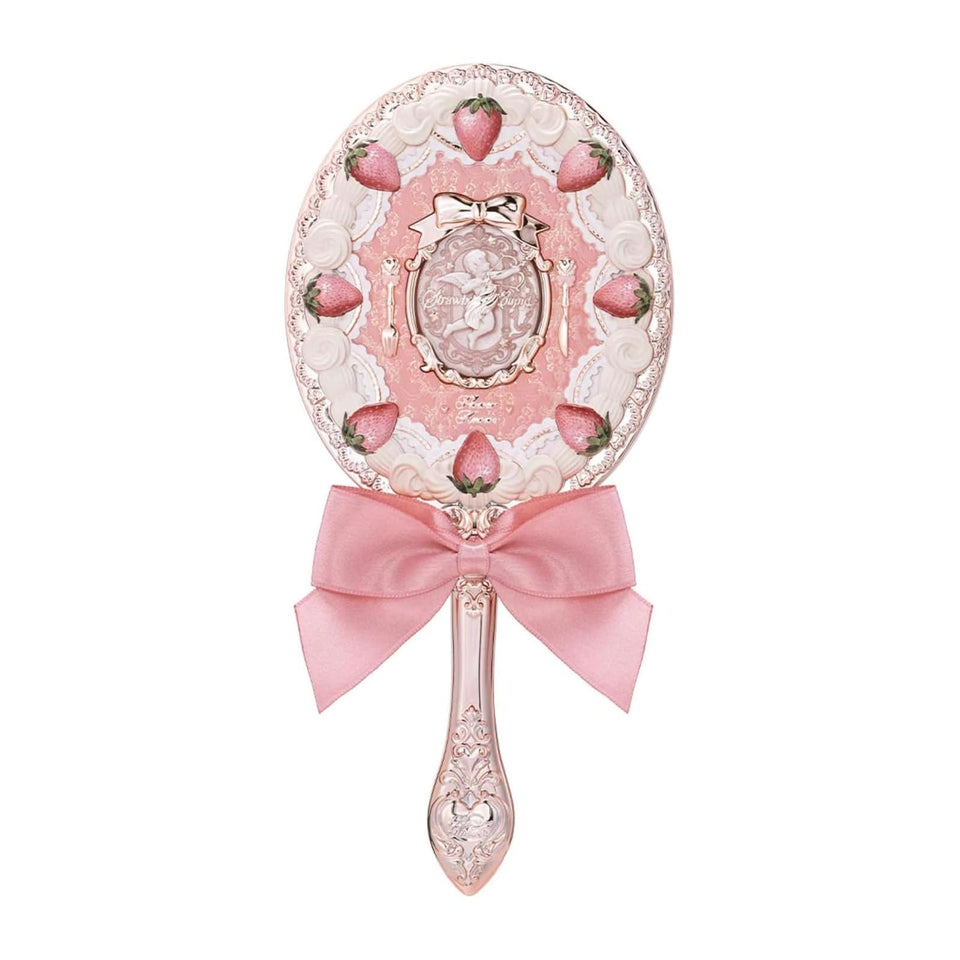 Flower Knows Strawberry Cupid Hand Mirror front view for elegant on-the-go touch-ups.