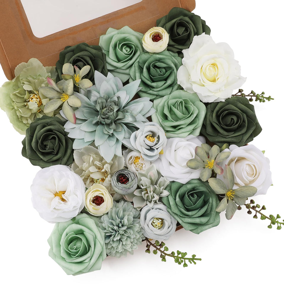 Floweroyal artificial green flowers mix for versatile wedding decor.