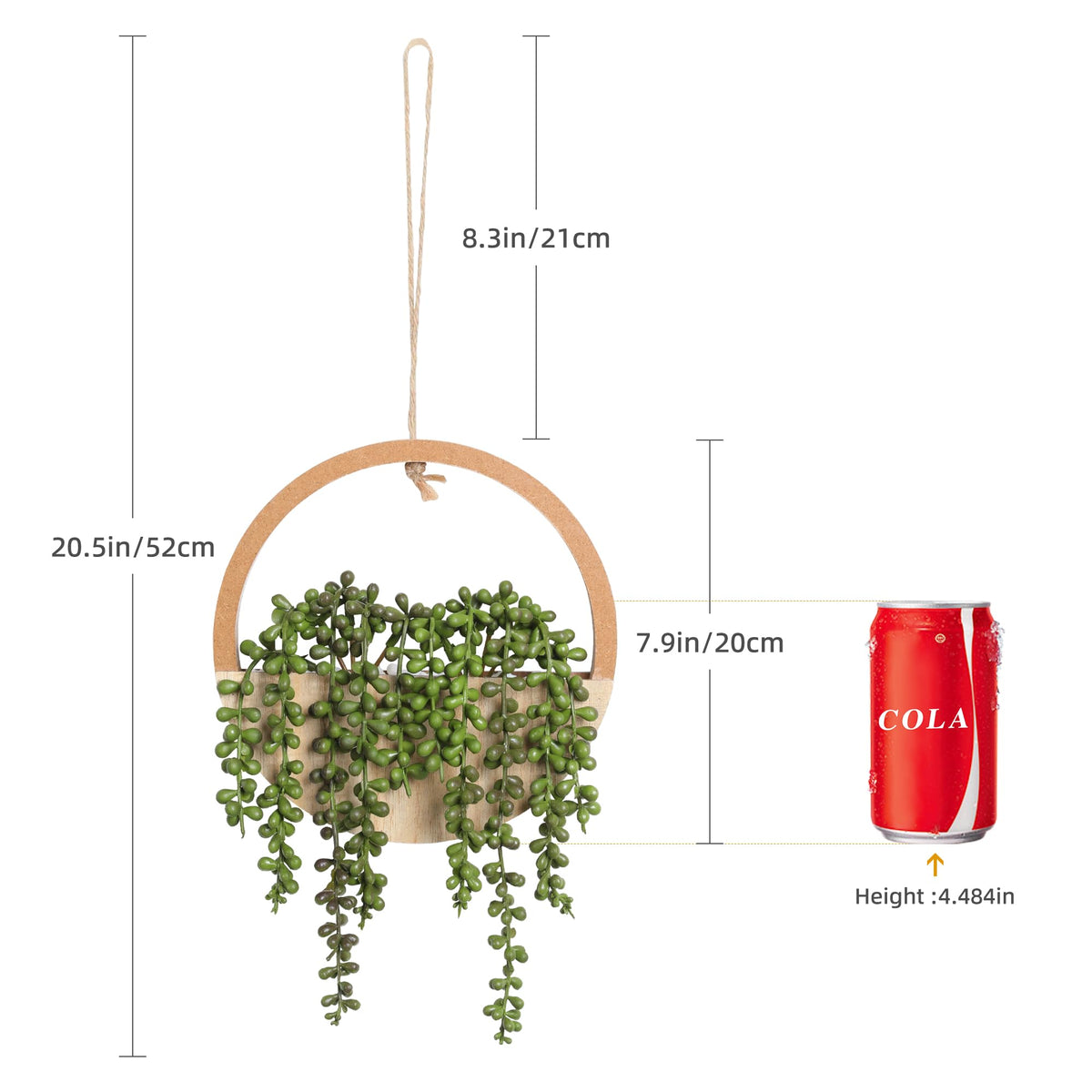Floweroyal artificial succulents hanging plant with lanyard for easy indoor or outdoor display.