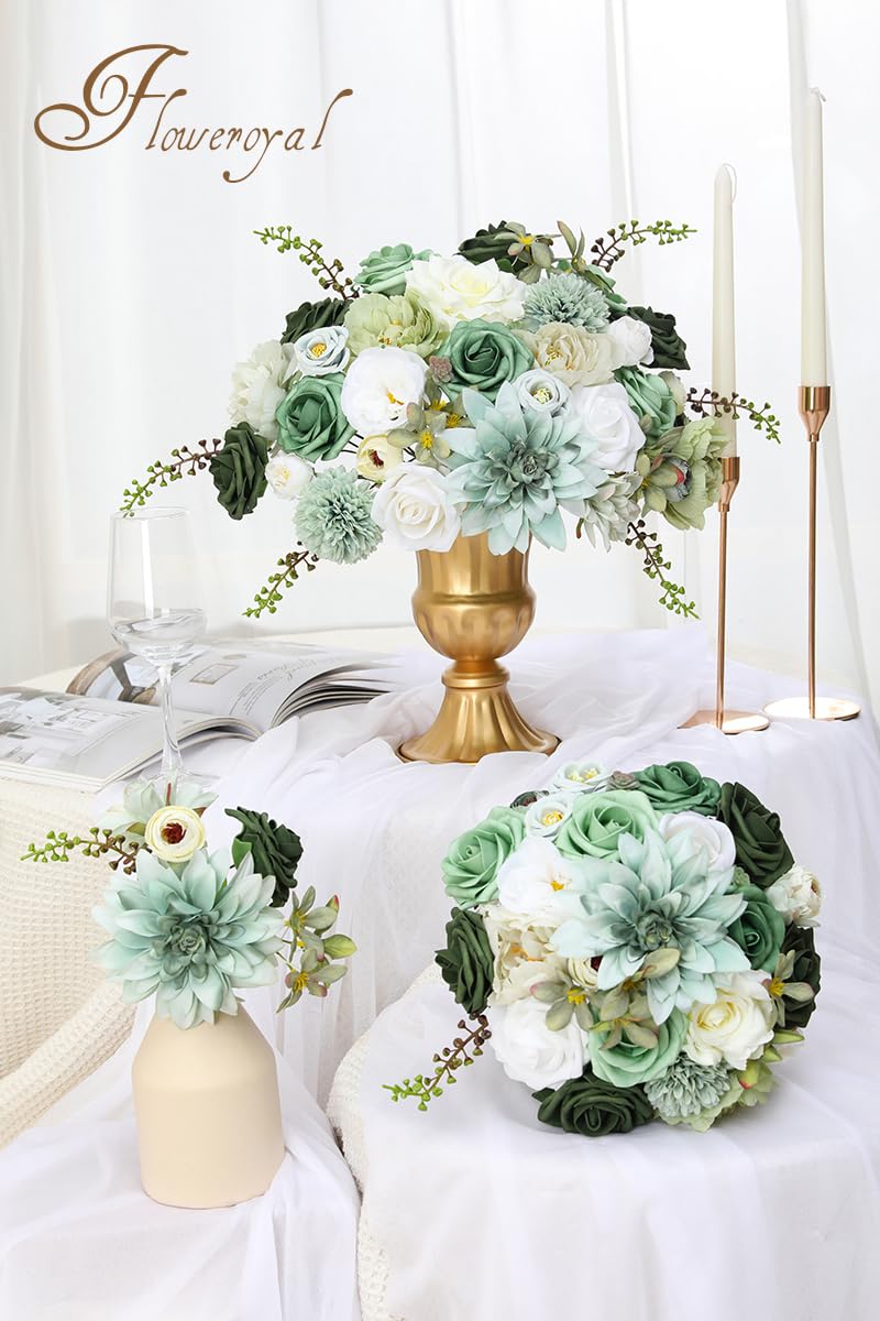 Floweroyal table centerpiece arrangement with mixed silk blooms and stems.