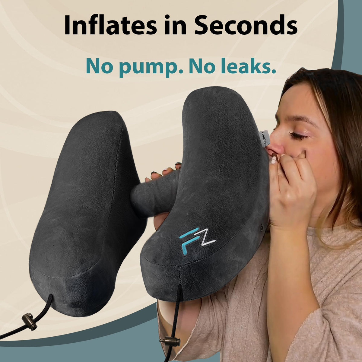 FLOWZOOM H-shape hooded pillow on plane seat enhances neck support