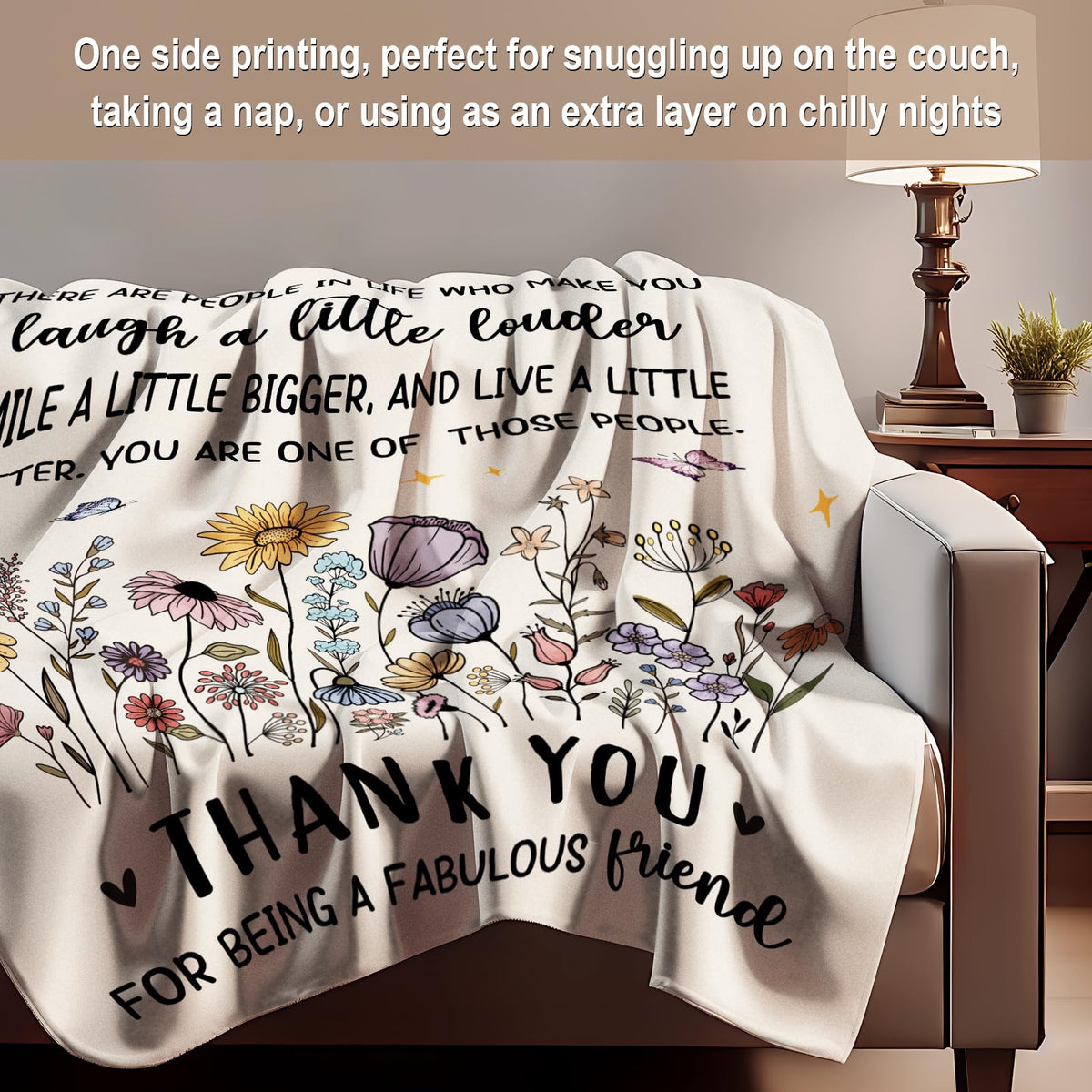 Flpoxzd Best Friends Blanket on couch as decorative throw