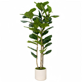 FLRLIVING Lyrata 5FT artificial fiddle leaf fig tree with lush leaves for living room decor