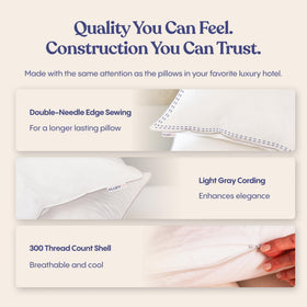 FluffCo Basics pillow back-sleep compatibility, designed for proper alignment.