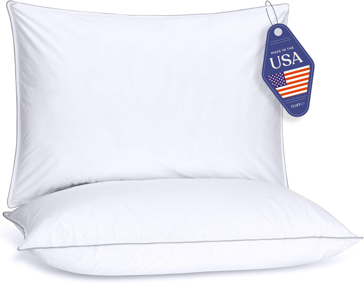 FluffCo Basics pillow shell close-up showing breathable cotton and cooling surface.