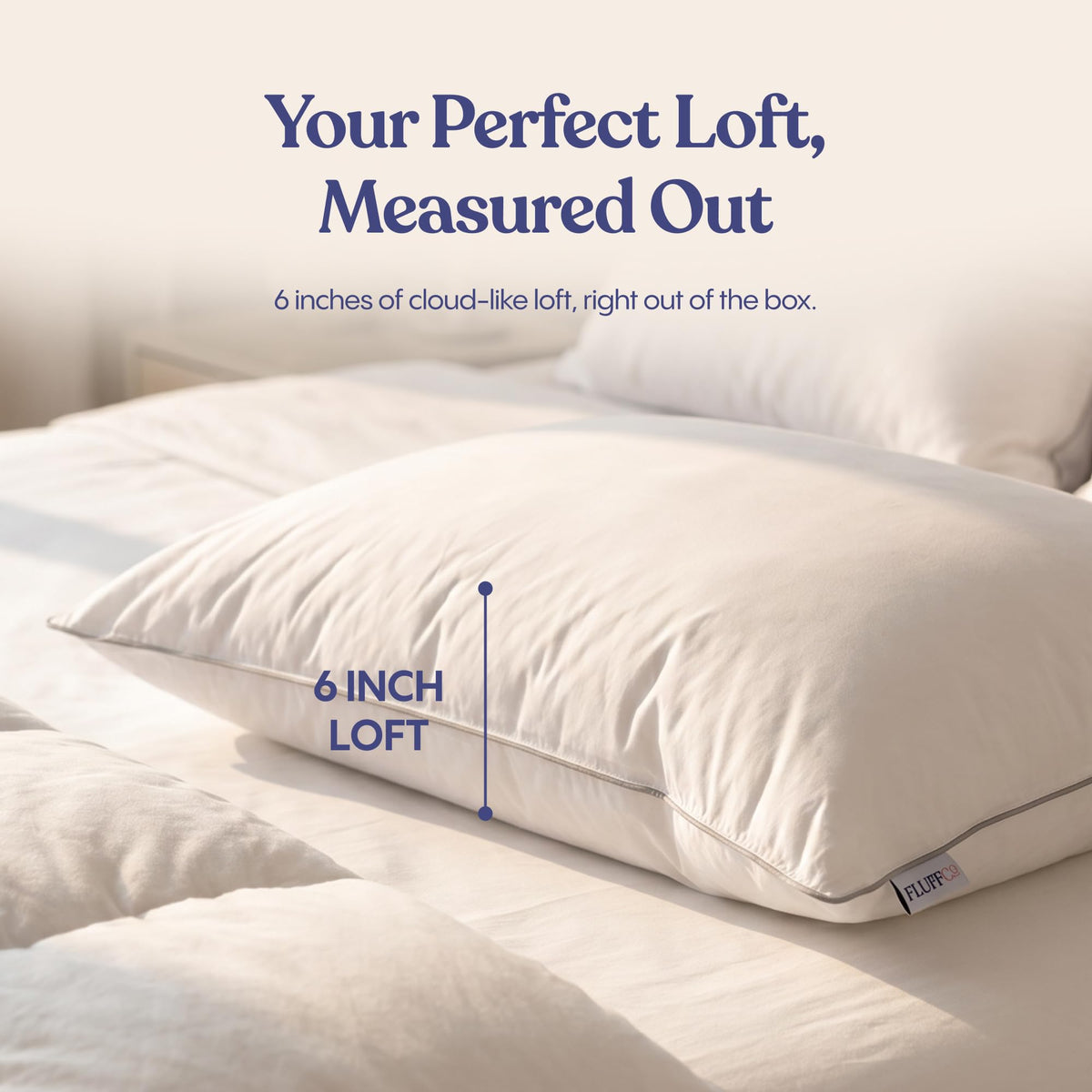 FluffCo Zen Fluff pillow side sleeper setup highlighting neck support