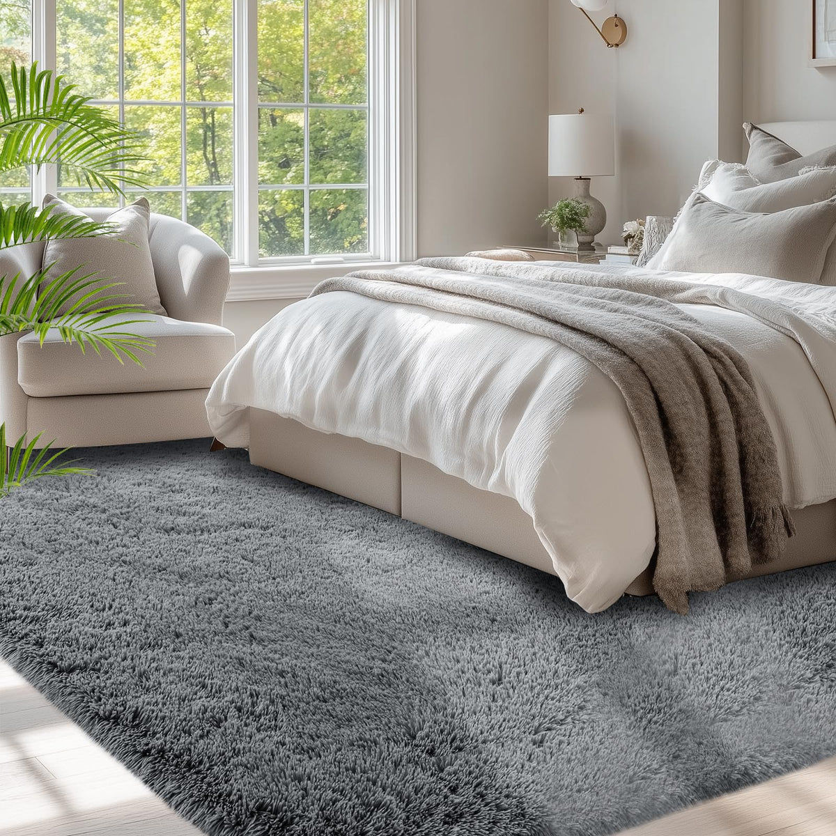 Fluffyrug plush fiber rug for versatile living room or bedroom decor.