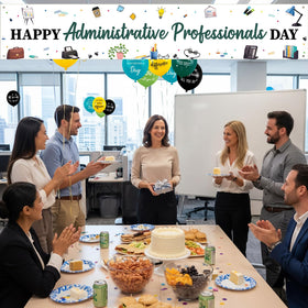 Flutesan office-theme decor showcases a multicolor palette for professional events.