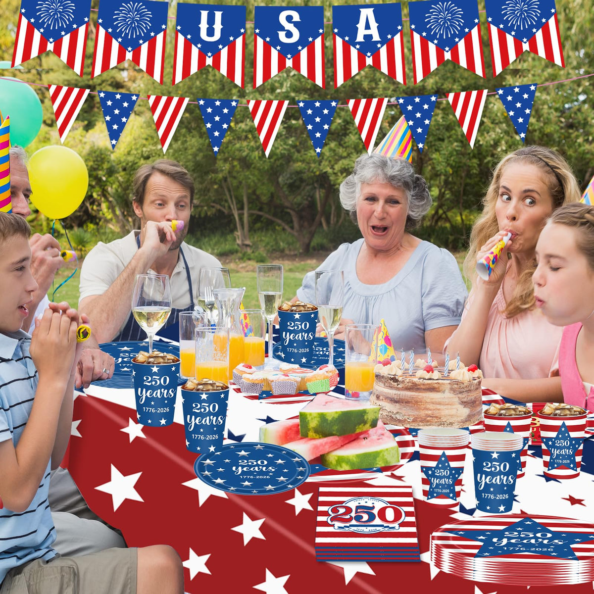 FLUUZE patriotic cups for easy servings at outdoor celebrations.