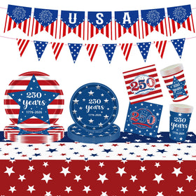 FLUUZE 9-inch patriotic plates for vibrant Independence Day table setting.