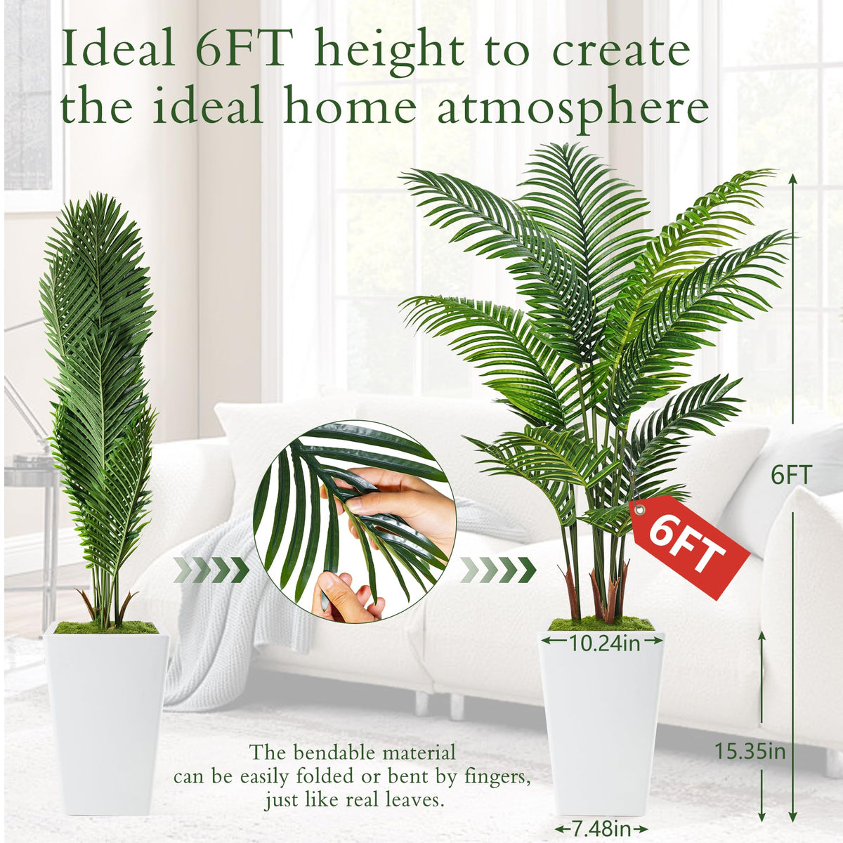 Flydeer 6ft artificial palm in a modern office space.