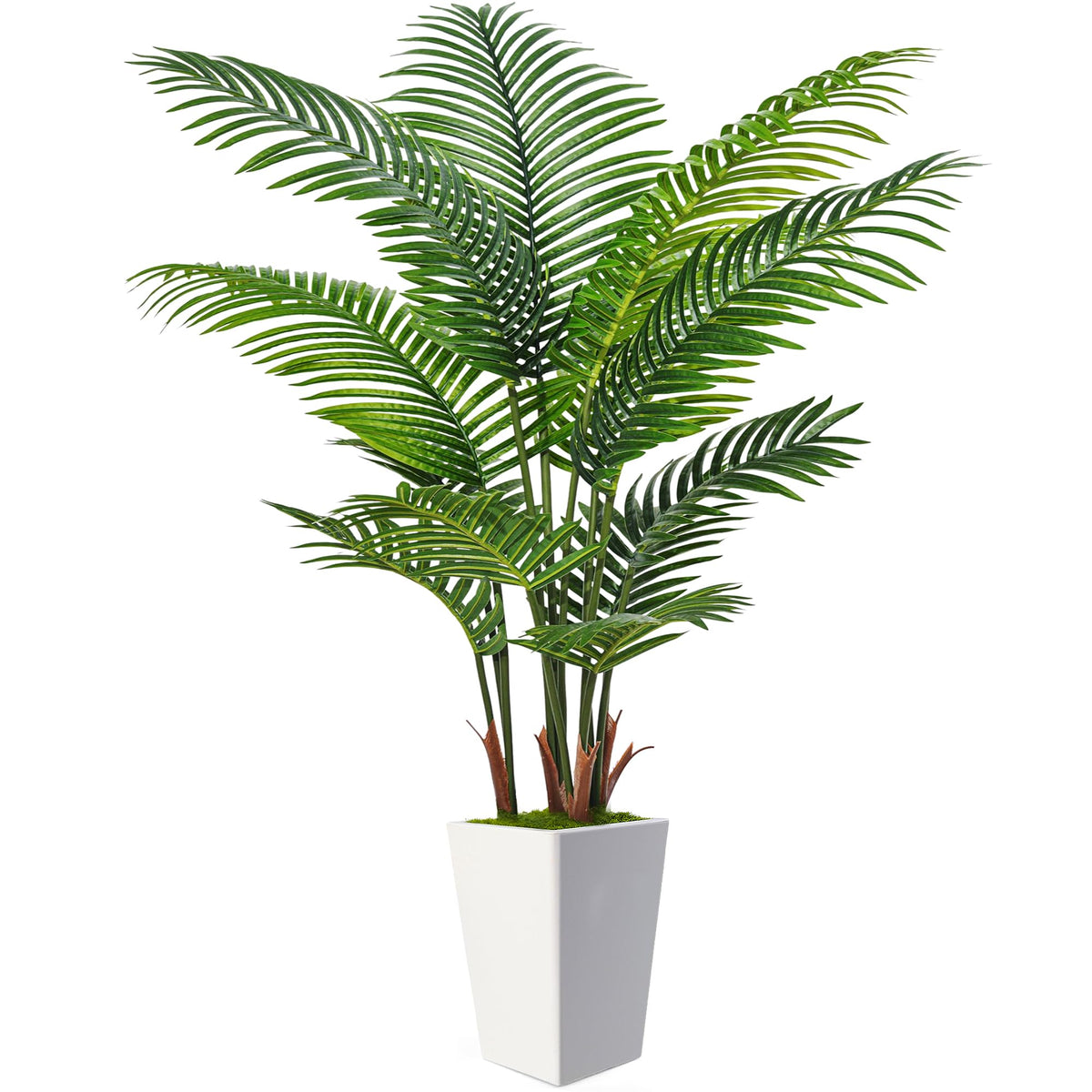 Flydeer 6ft palm tree trunk creates a dramatic indoor focal point.