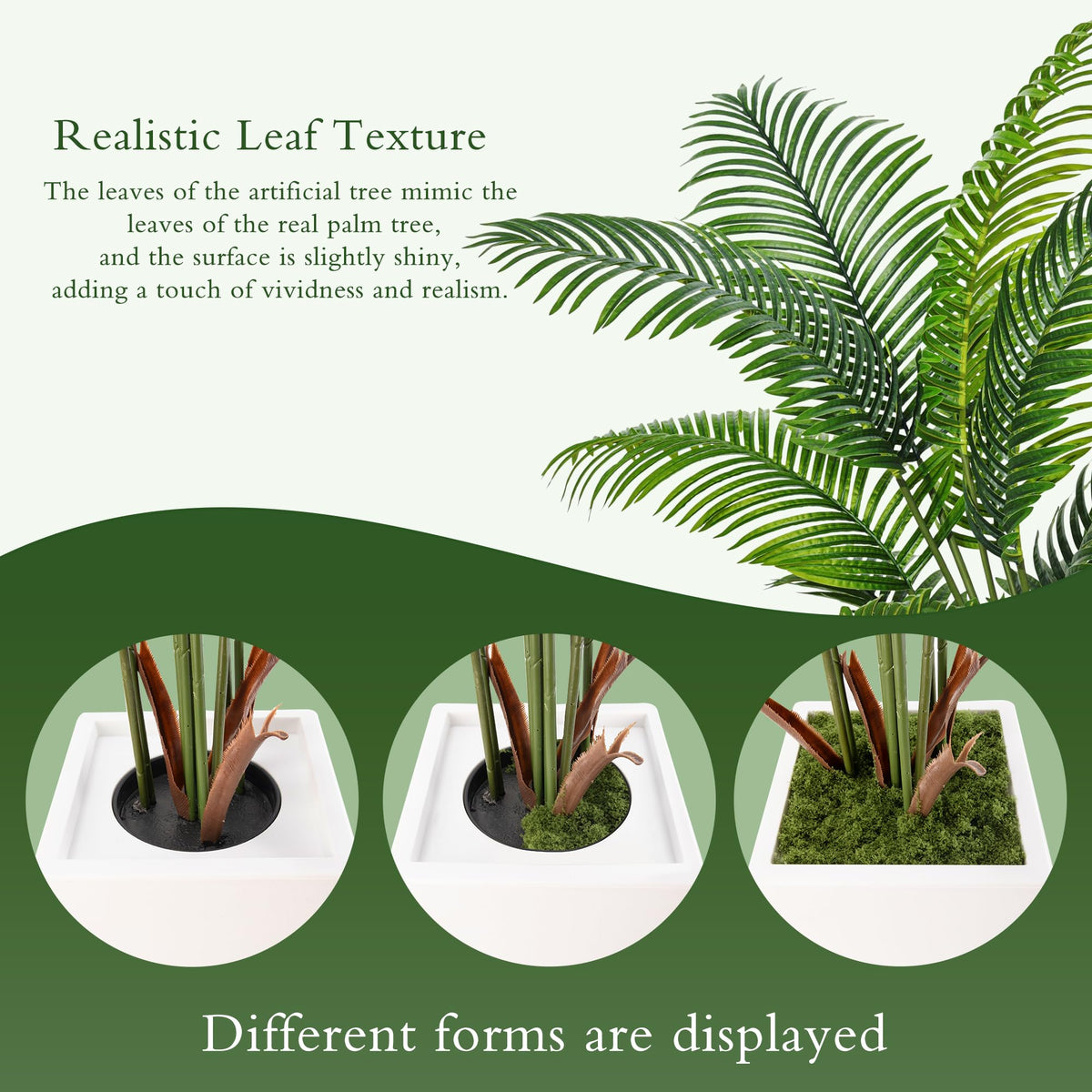 Living room setup with Flydeer palm tree for lush decor.