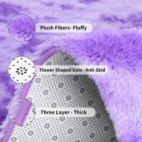 FlyDOIT dorm room rug bright purple color enhances small spaces.