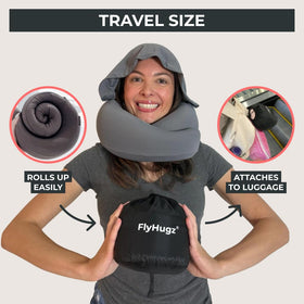 FlyHugz 2.0 memory foam neck support contours for comfortable travel