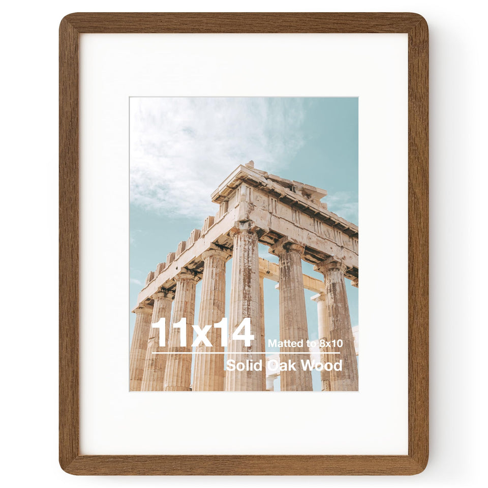 FLYJOE 11x14 oak frame showcases natural grain for wall displays.