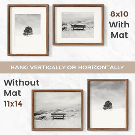 Flyjoe 11x14 frame tabletop display supports horizontal or vertical orientation.