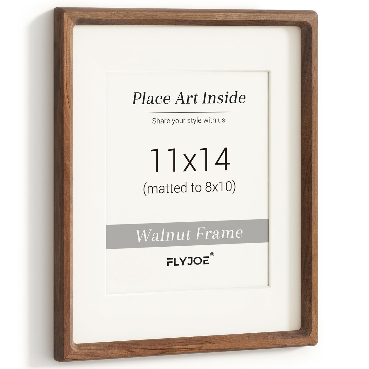 Flyjoe 11x14 frame close-up highlighting rich walnut grain for a natural, warm display.