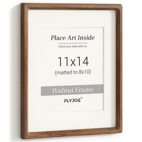 Flyjoe 11x14 frame close-up highlighting rich walnut grain for a natural, warm display.