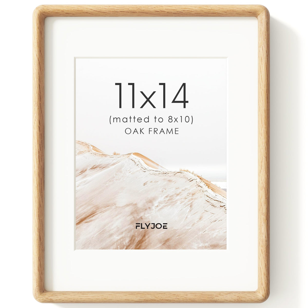 Flyjoe 11x14 natural oak frame front view with clear glass for vivid memories.