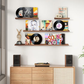 FLYJOE 48-inch wall shelves with lip keep frames secure and organized
