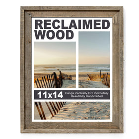 FLYJOE Rustic 11x14 frame front view showing reclaimed wood charm for photos