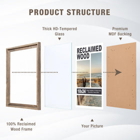 FLYJOE Rustic 11x14 frame tempered glass closeup for safety and clarity