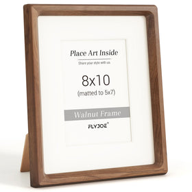 Flyjoe walnut photo frame front view highlights natural grain and craftsmanship.