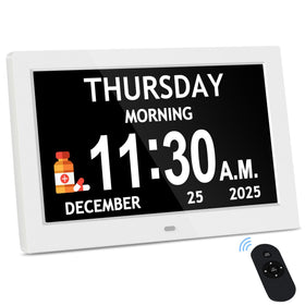 FLYRUIT 10-1 inch clock front view with oversized digits for easy reading