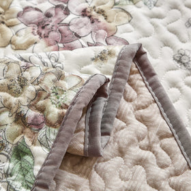 Flysheep reversible beige floral quilt dual-sided styling option