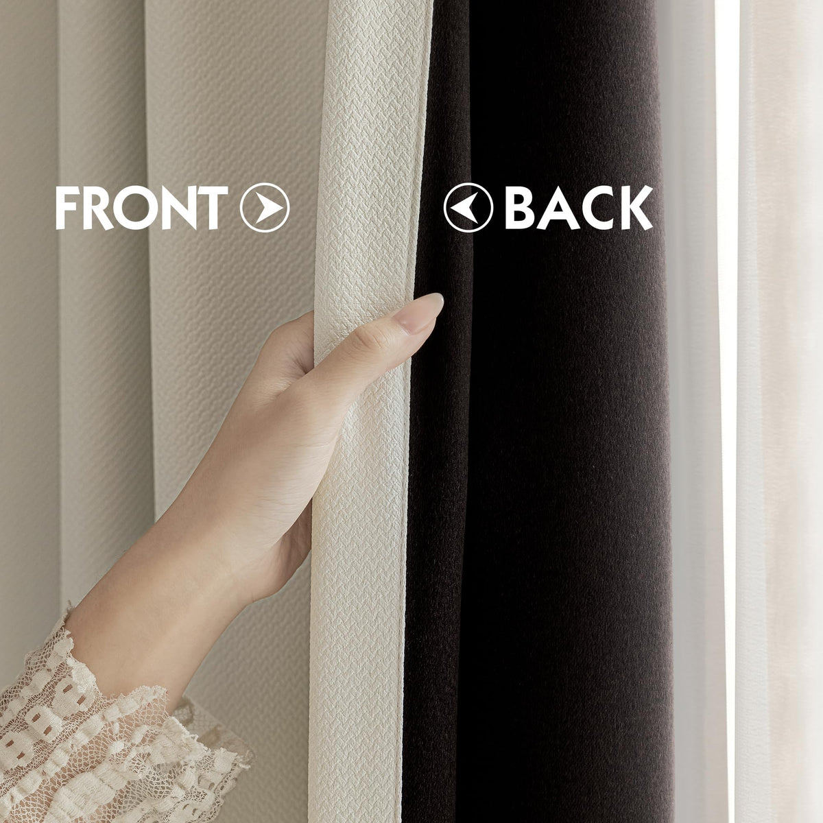 FMFUNCTEX beige blackout curtains fabric ready for machine washing