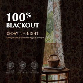 FMFUNCTEX beige floral drapes provide room-darkening and stylish ambiance