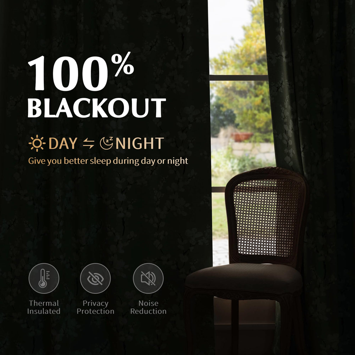 FMFUNCTEX blackout curtains with dense backing block light and soften daytime glare