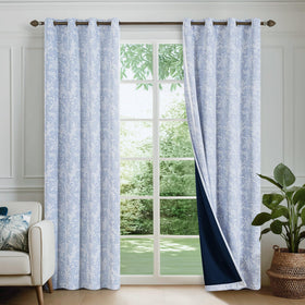 FMFUNCTEX blue floral jacquard close-up reveals delicate texture and elegant pattern.