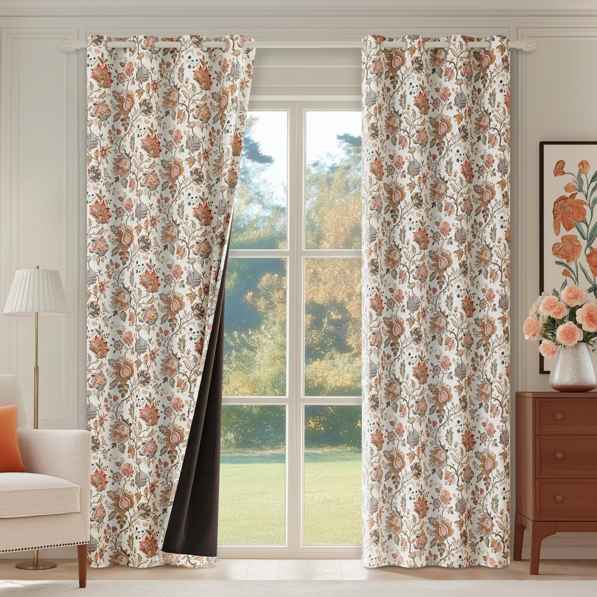 FMFUNCTEX boho flower-curtain enhances privacy while adding soft beige charm