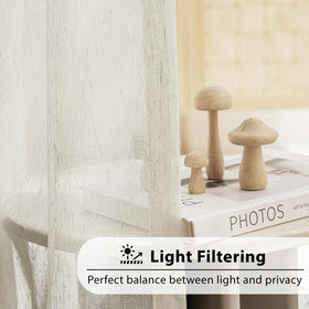 Bedroom-ready flax linen curtains in beige add soft texture and calm ambiance