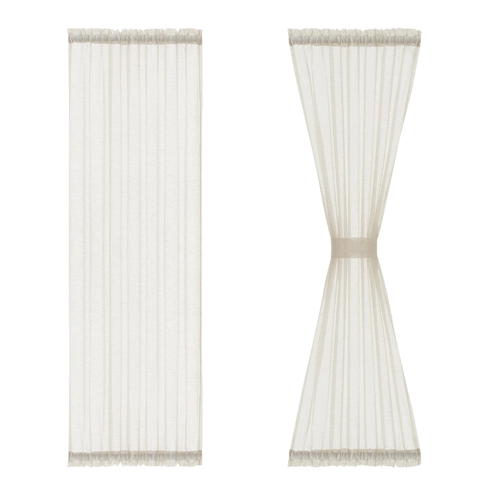FMFUNCTEX linen sidelight curtain closeup reveals flax texture and soft translucence.