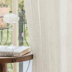 FMFUNCTEX linen sidelight gathered header lends elegant decorative touch.