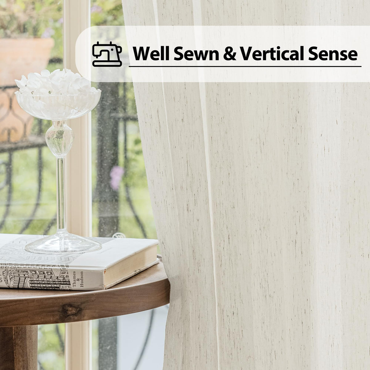 FMFUNCTEX linen sidelight panel sheer texture diffuses natural light gently.
