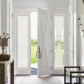 FMFUNCTEX linen sidelight curtains top rod pocket shows easy installation.