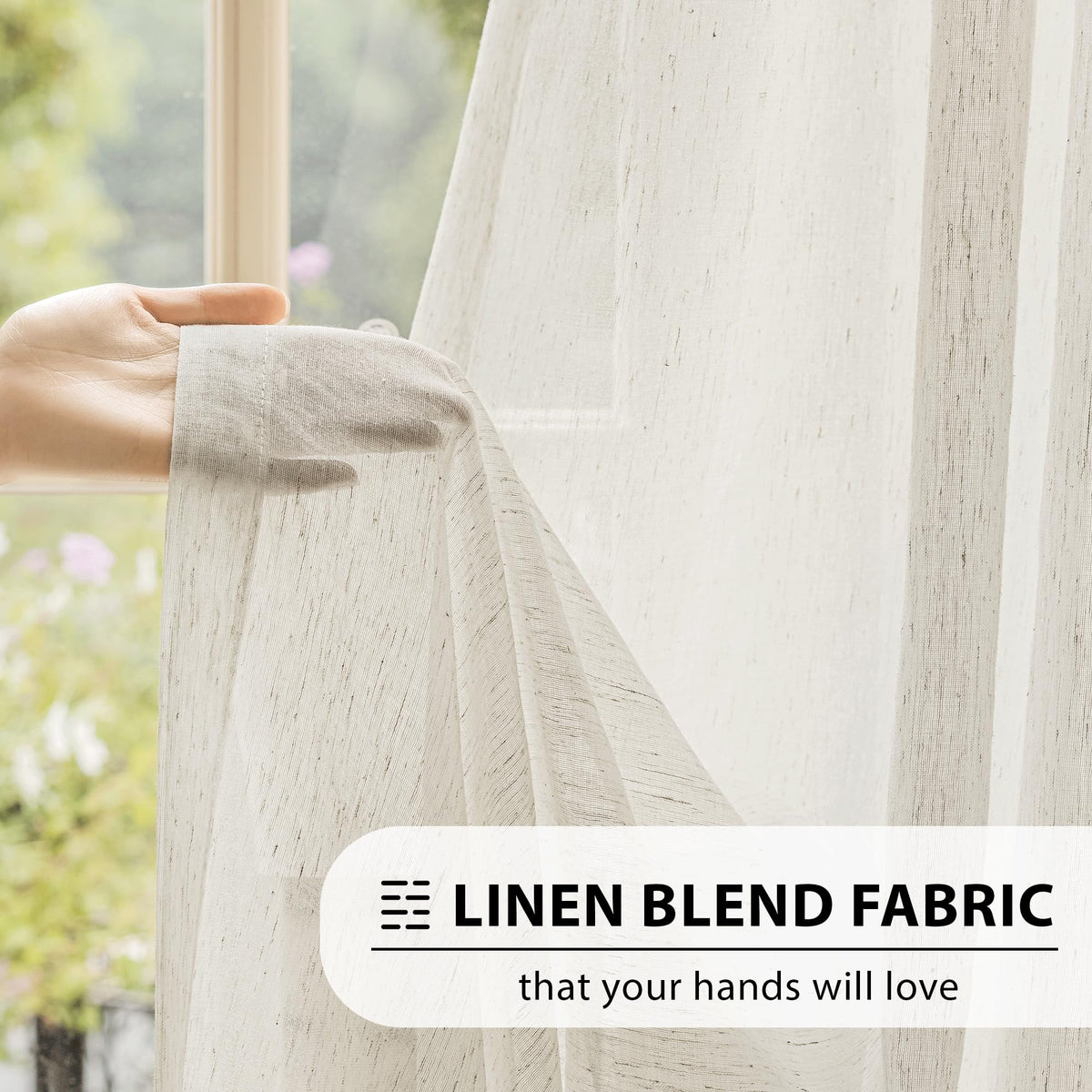 FMFUNCTEX pleated linen curtains diffuse light for a cozy, inviting space.