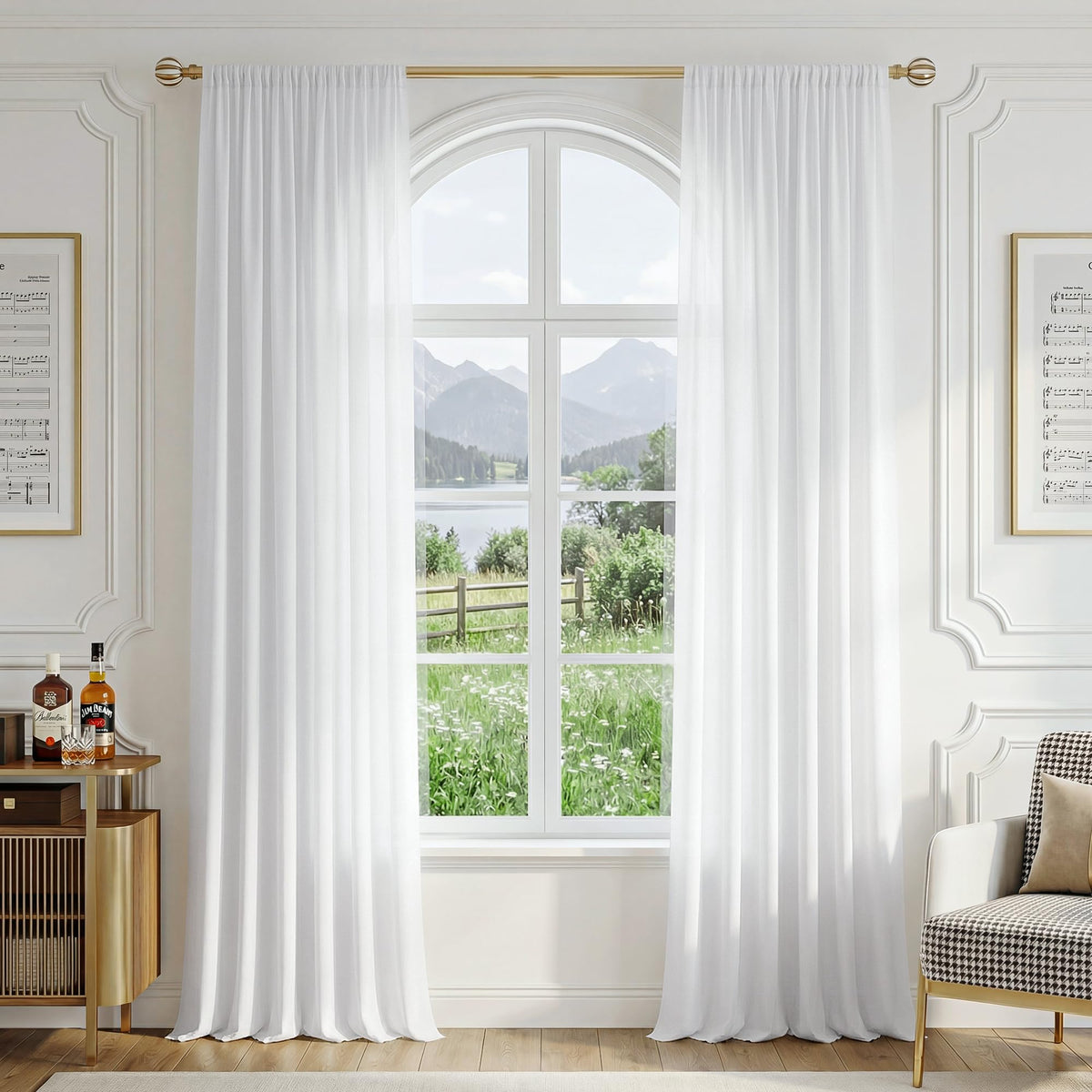 FMFUNCTEX white sheer bedroom curtains provide soft daylight and privacy