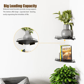 FNBAR corner shelves with cord-management holes keep cables tidy.