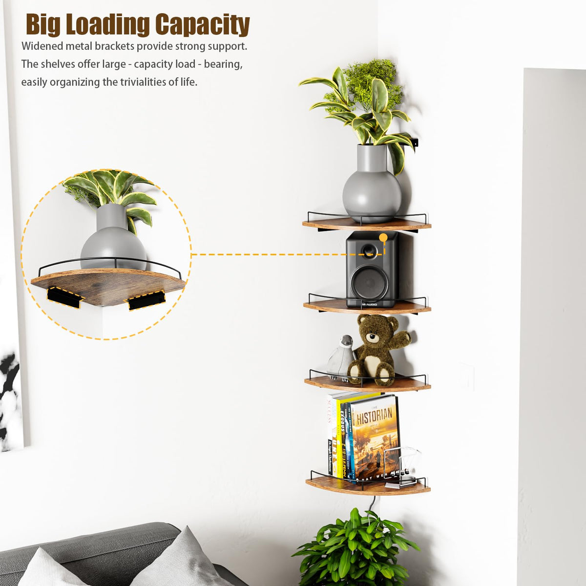 FNBAR floating corner shelves rustic wood for stylish room organization